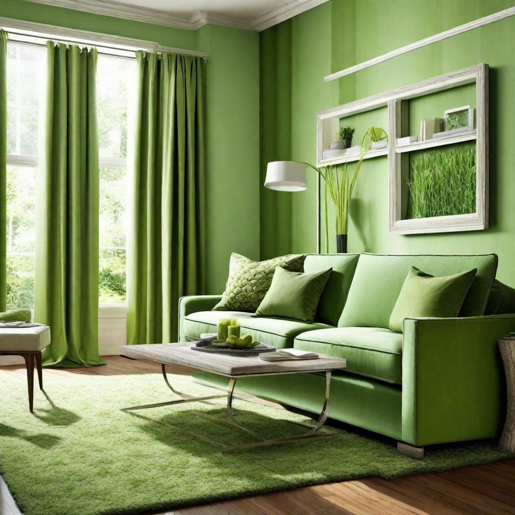 Curtains for living room green walls 